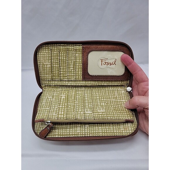 Fossil Key-Per Coated Canvas and Leather Zippered Wallet Retro Colors - Picture 10 of 11